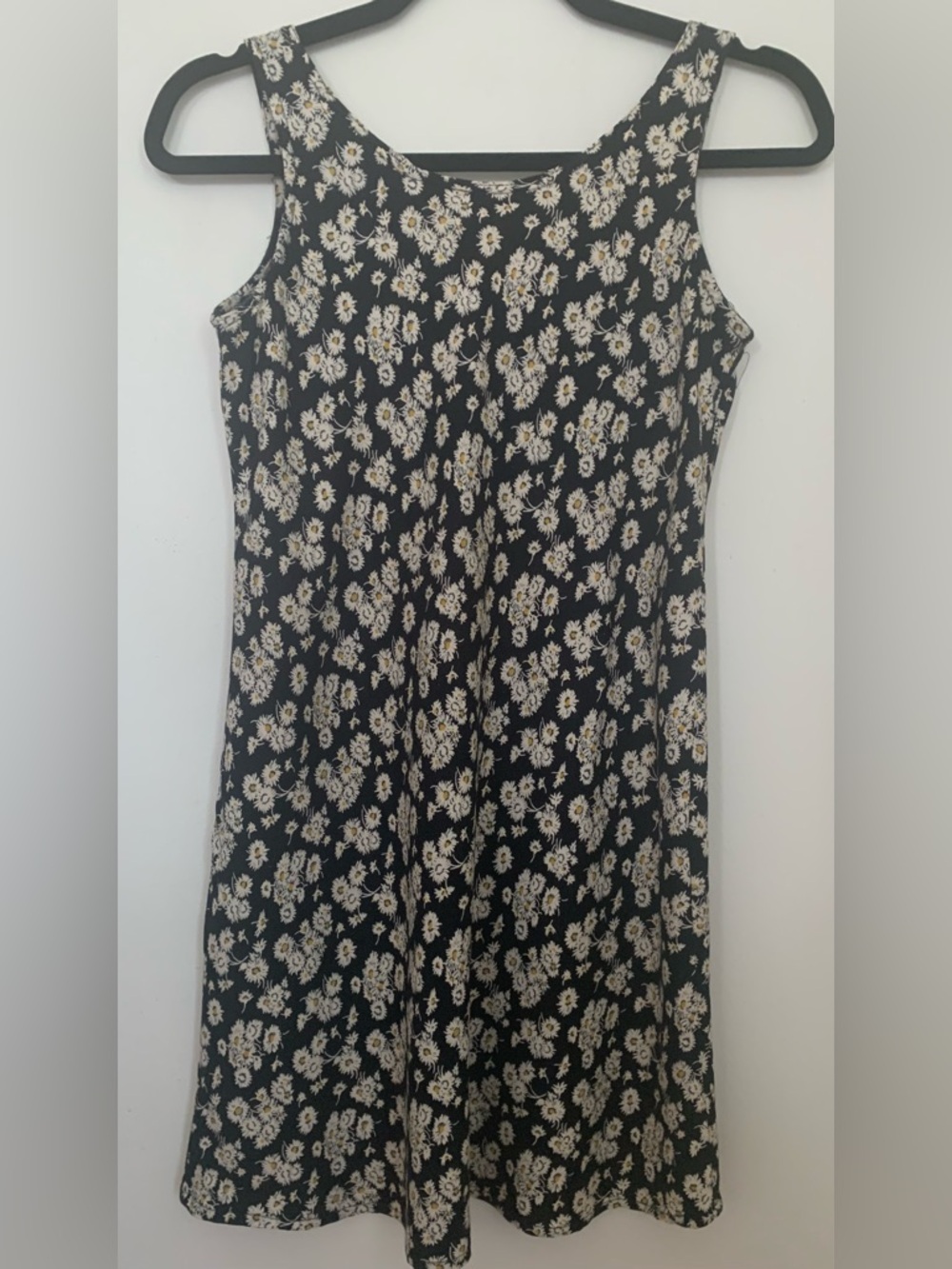 Vintage Sleeveless Black Floral A-Line Dress